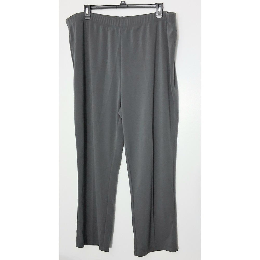 Susan Graver Pants Women's Size 3X Gray Liquid Knit Straight Leg Pockets Pre-own